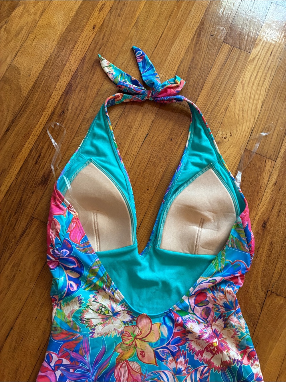 JOHNNY WAS Multi Floral Halter One-Piece Swimsuit - Picture 6 of 9